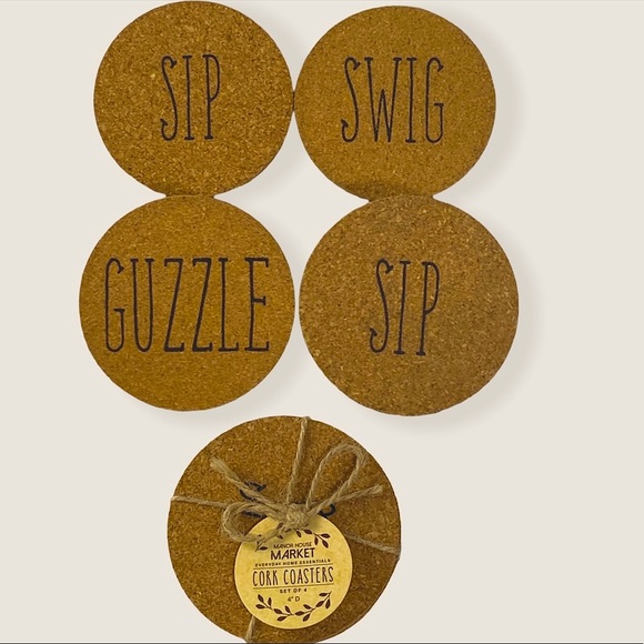 Cork Coasters Set of 4 Rae Dunn Font Quotes Neutral By Manor House Market 4 in - Picture 2 of 10
